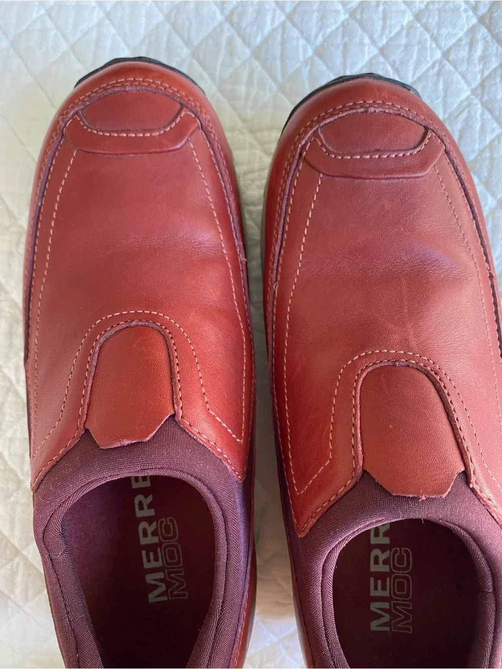 Merrell Polar Moc Waterproof Slip-On Hiking Shoes Leather Red Bean Insulated 7